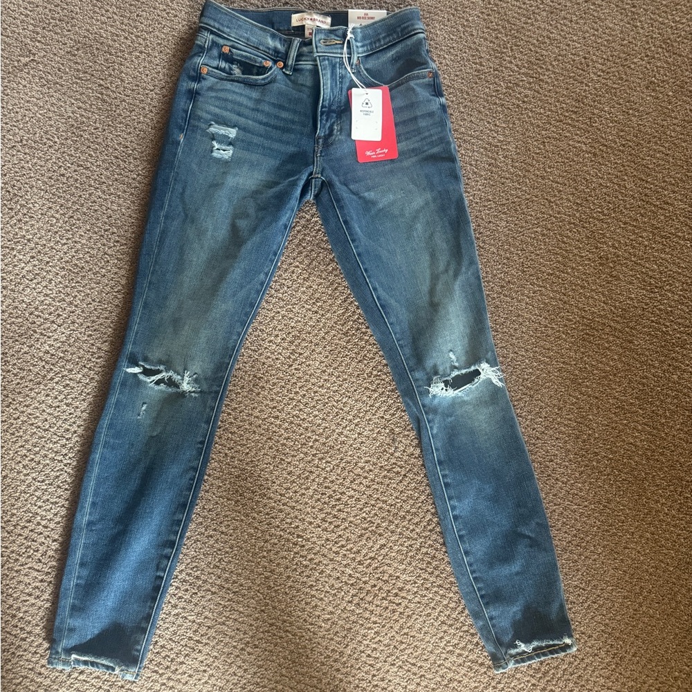 Lucky Brand Blue Distressed Skinny Jeans